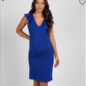 NWT Royal Blue Ruffle Sleeveless Maternity Dress